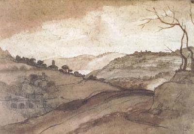 Claude Lorrain Landscape Pen drawing and wash (mk17)